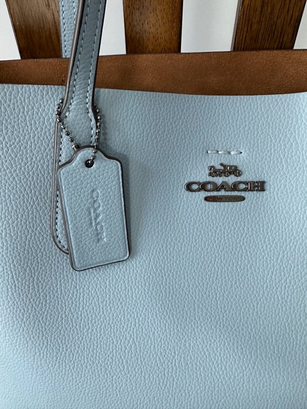 Coach Thea Light Blue Pebble Leather Tote Bag Style #M2339-CP037 - Picture 2 of 8
